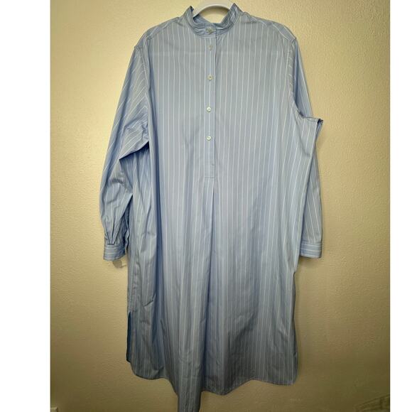 NWT The Row Karl Blue & White Stripe Long Sleeve Shirt Dress L - Picture 1 of 14
